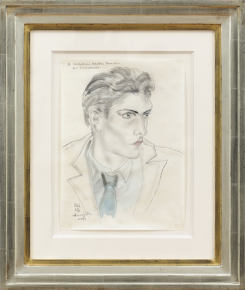 PORTRAIT D'HOMME À LA CRAVATE BLEUE by Leonard Tsuguharu Foujita