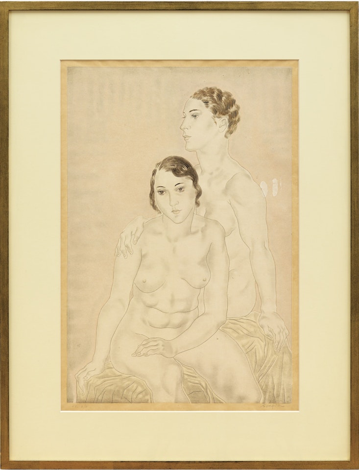DEUX NUS ASSIS by Leonard Tsuguharu Foujita