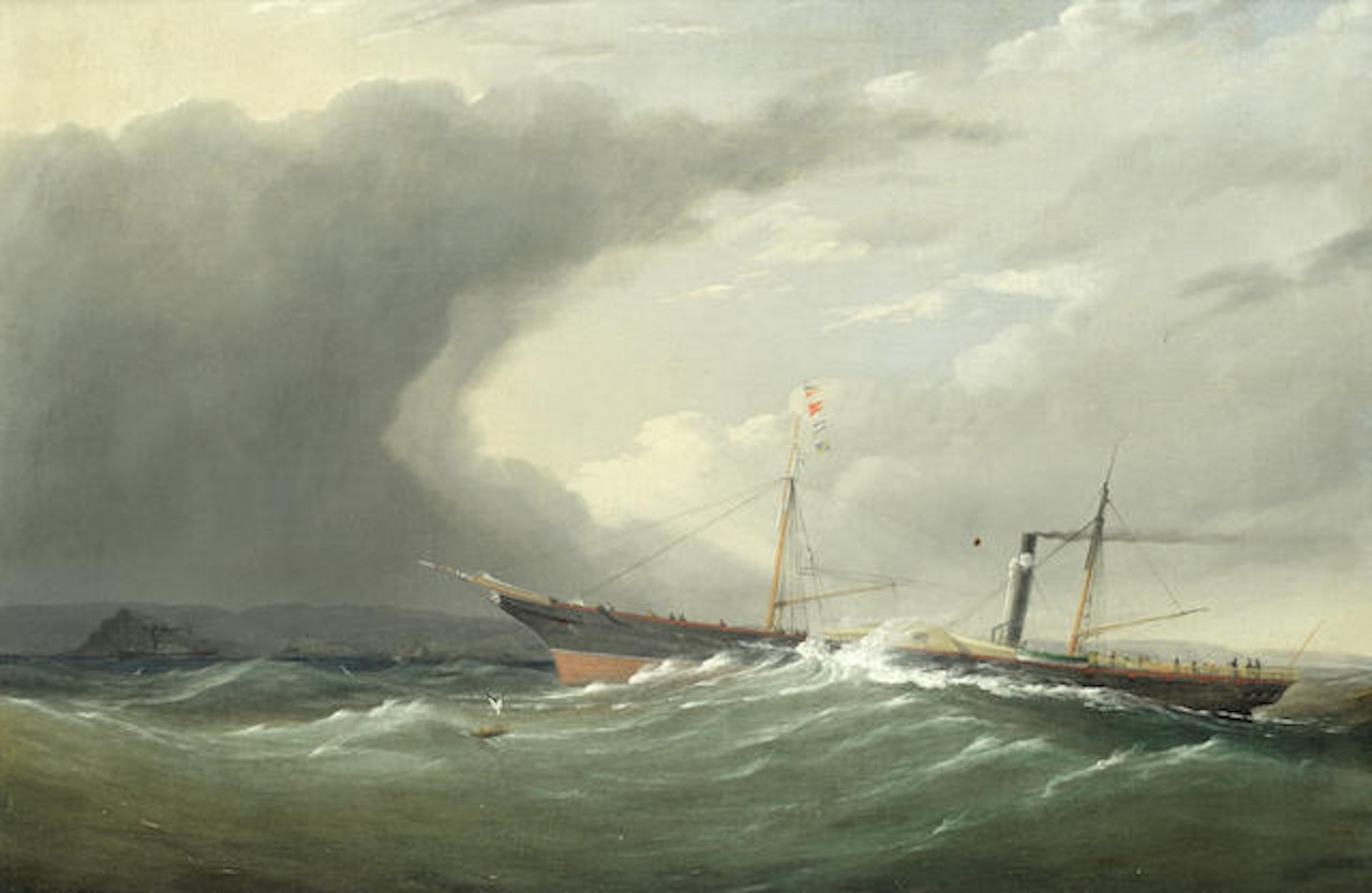 The paddle steamer Cornwall off the coast by Joseph Walter Of Bristol