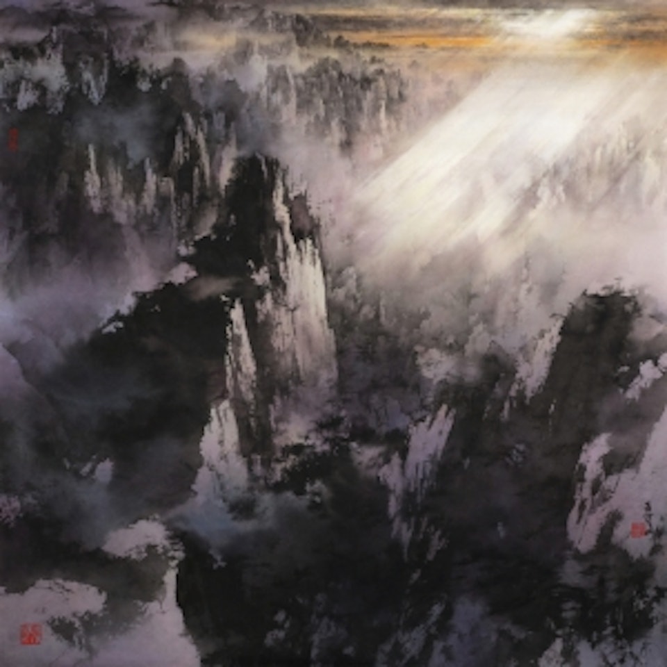 MORNING LIGHT IN MOUNT HUANG by He Baili