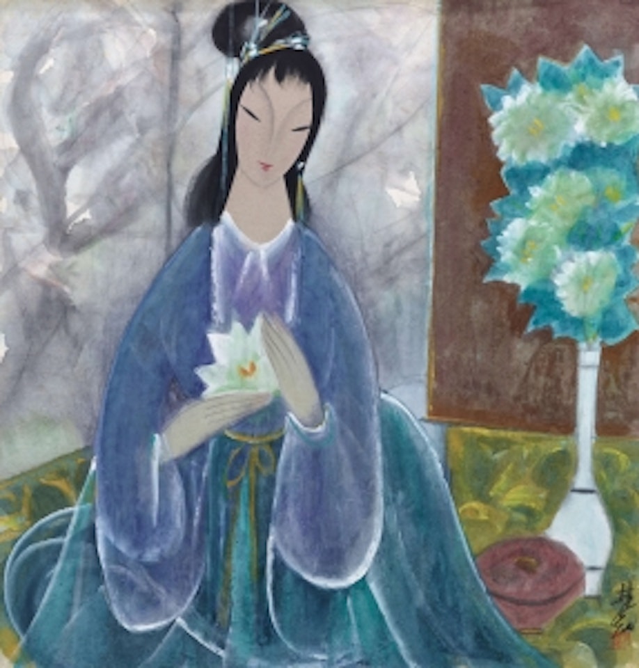 Lady Holding Flower by Lin Fengmian