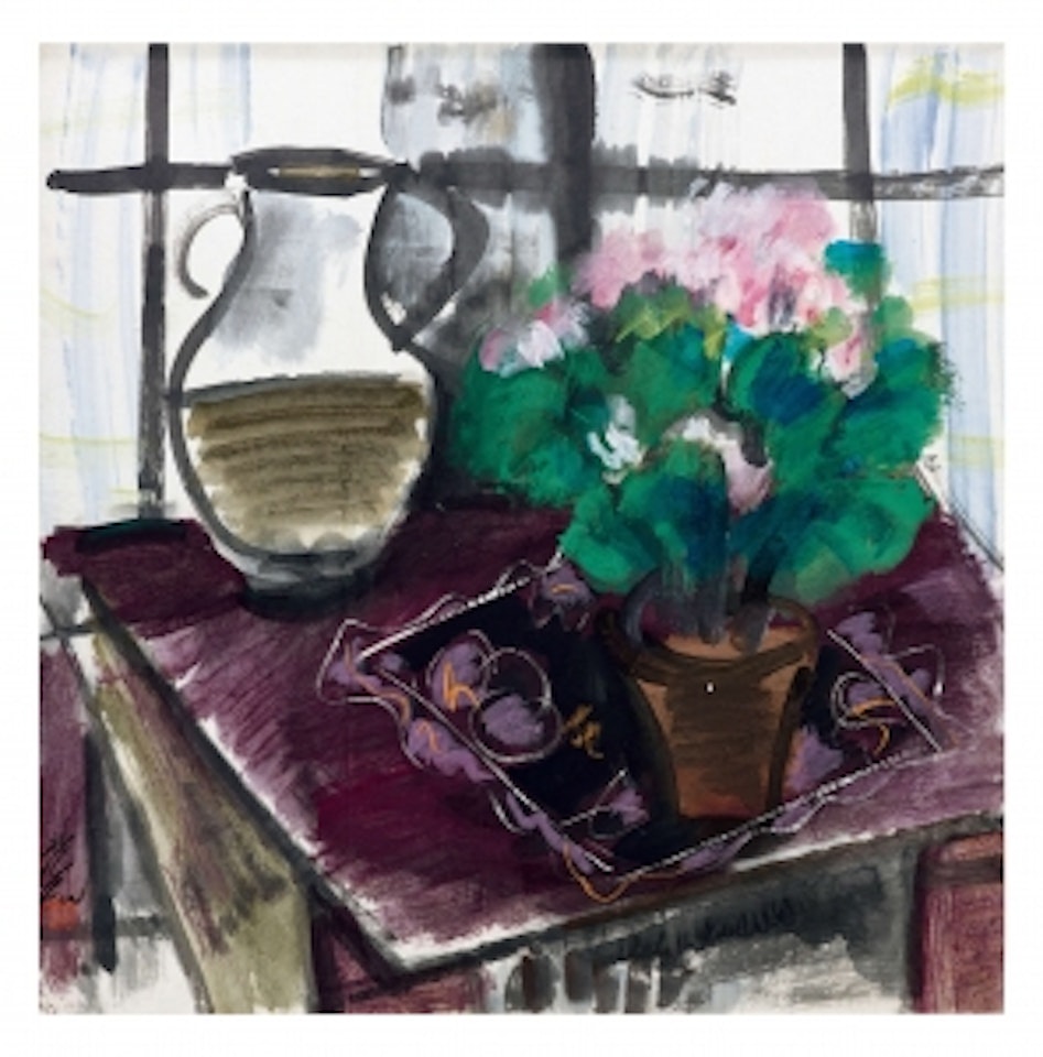 Cyclamen and a Teapot by Lin Fengmian