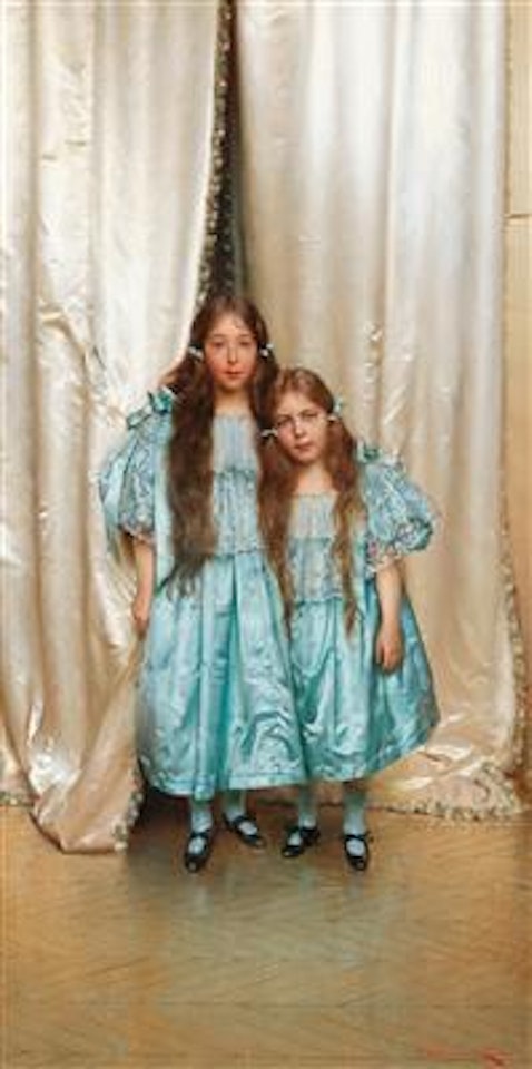 Two friends in blue dresses (according to family tradition, Amélie Florence Soulacroix 1898–1990, the artist’s daughter) by Frédéric Soulacroix