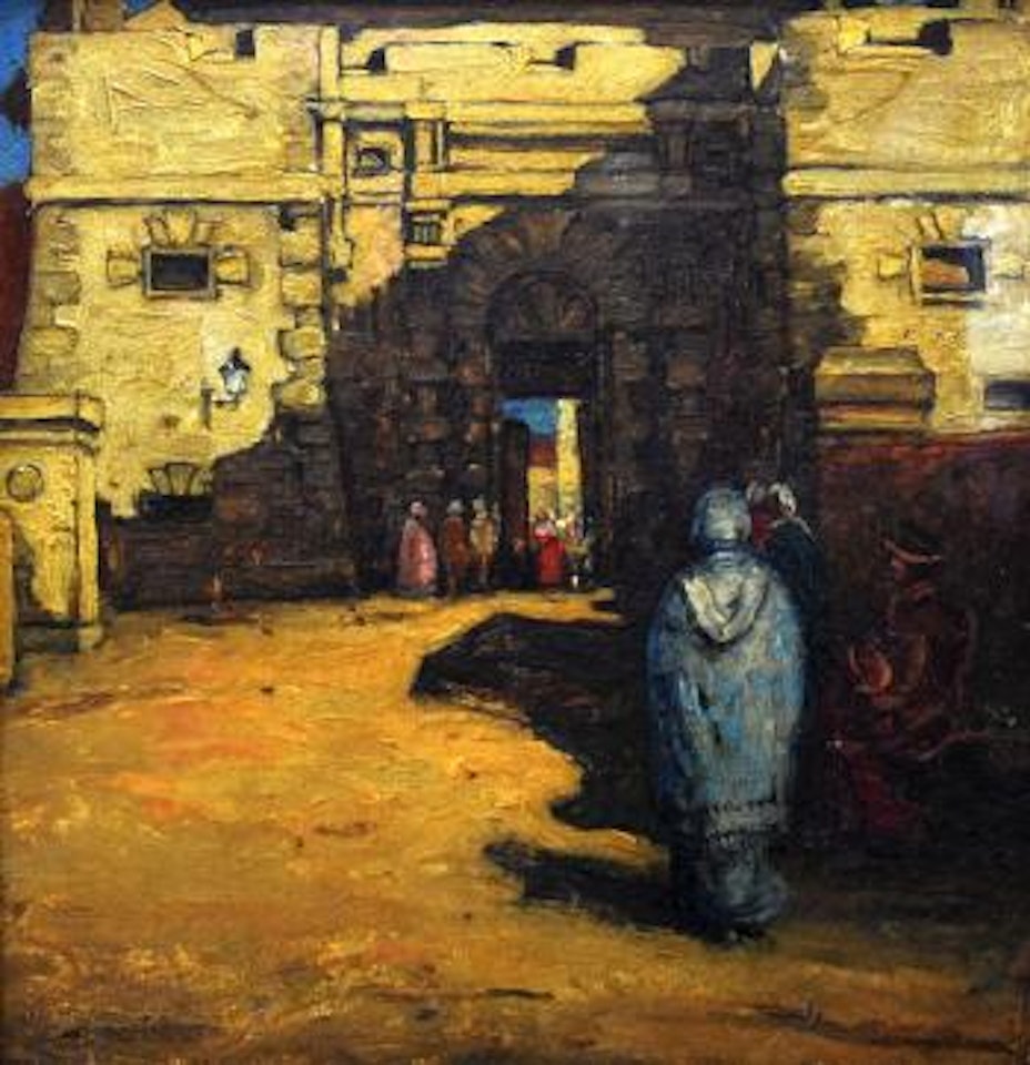 Arabian street scene with figures , by Sir Frank Brangwyn
