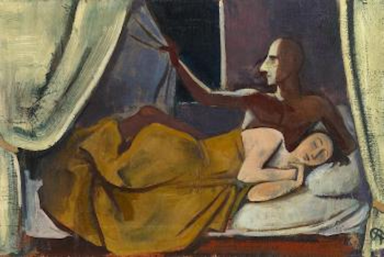 Two lovers at the window ,
Circa
1928 by Karl Hofer