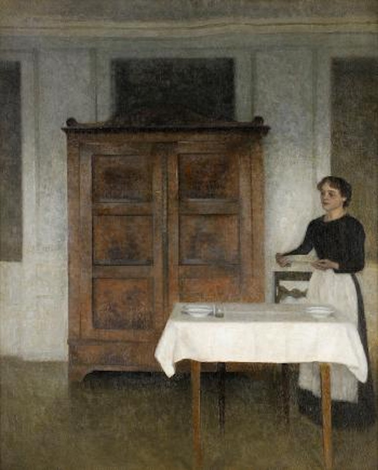 Pigen daekker bord ,
1895 by Vilhelm Hammershoi