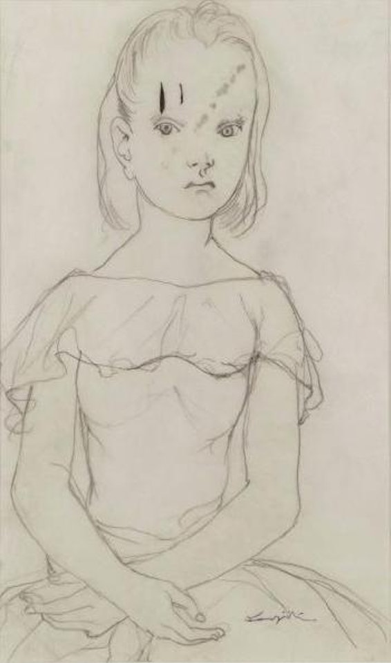 Jeune fille assise , by Leonard Tsuguharu Foujita
