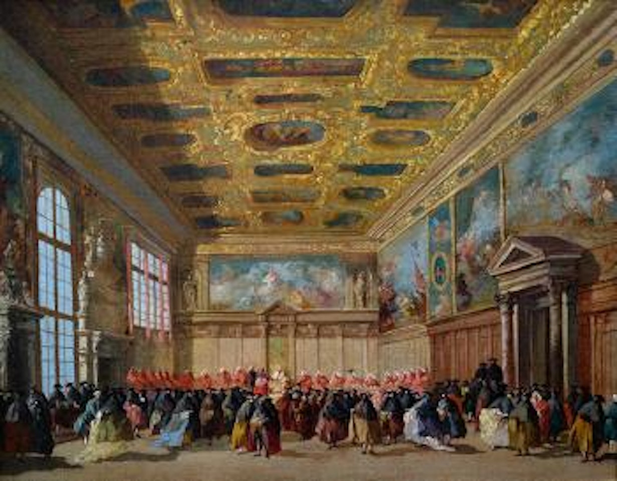 Der Empfang einer Gesandtschaft in der Sala Del Collegio im Dogenpalast in Venedig , by Francesco Guardi