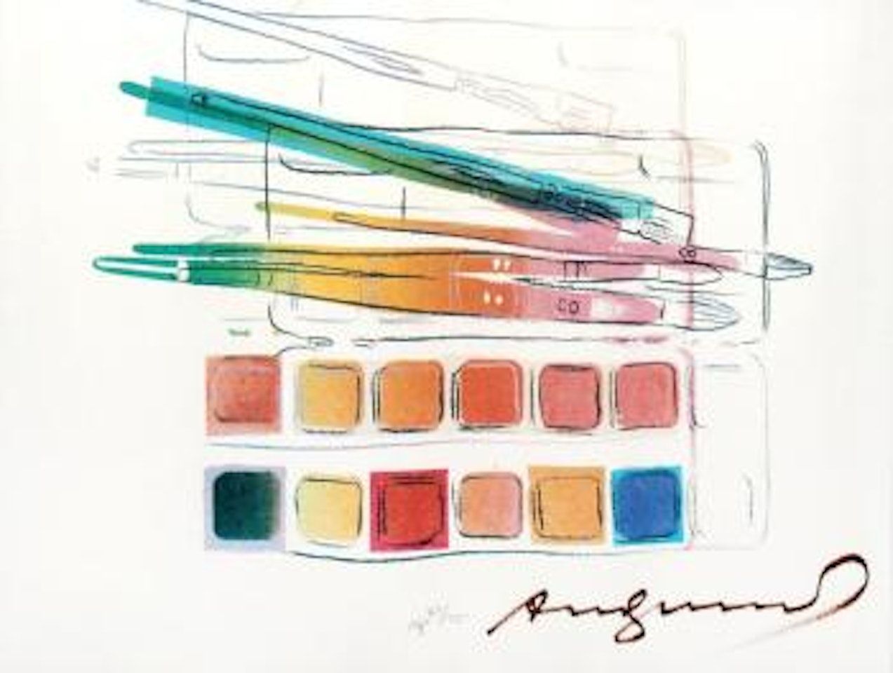 Watercolor paint kit with brushes ,
1982 by Andy Warhol