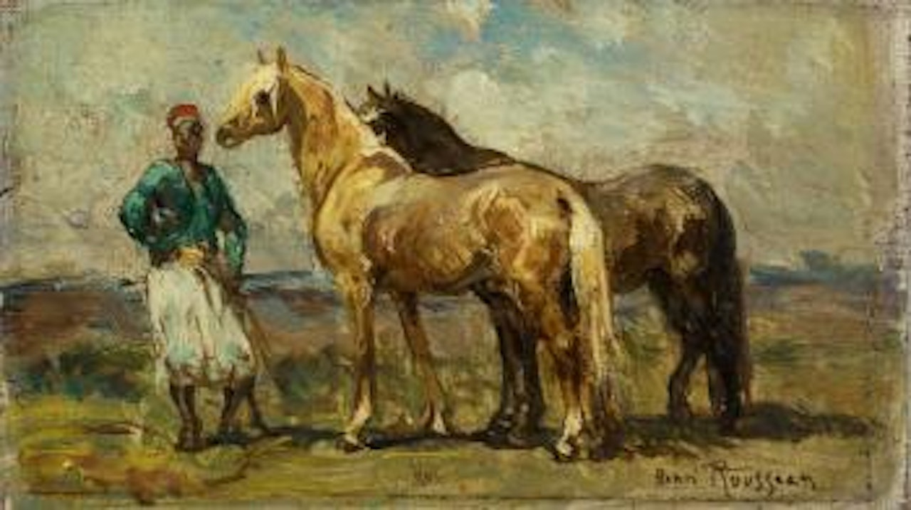 Cavalier et ses deux chevaux , by Henri Émilien Rousseau