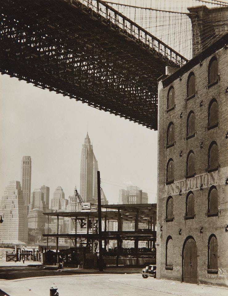 Brooklyn Bridge, Water and Dock Streets, Brooklyn by Berenice Abbott
