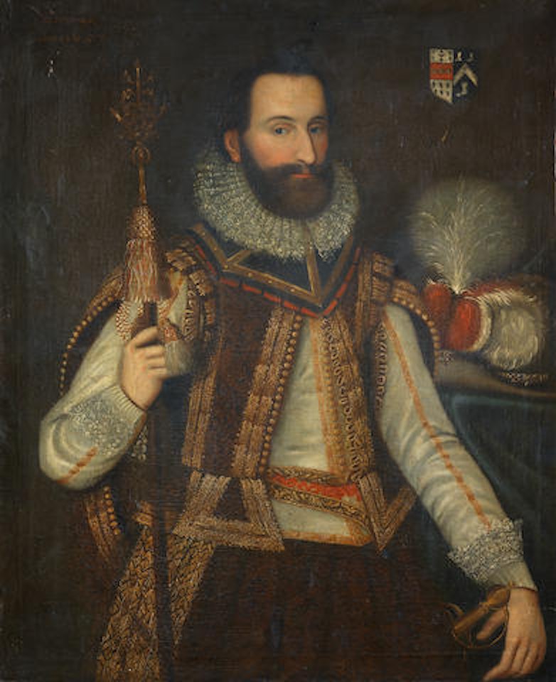 Portrait of a gentleman, half-length, in ceremonial costume by English School