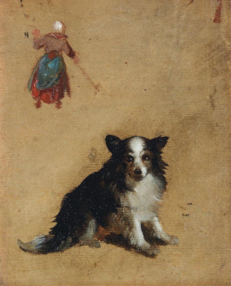 Studies for a peasant woman and a dog' by Flemish School