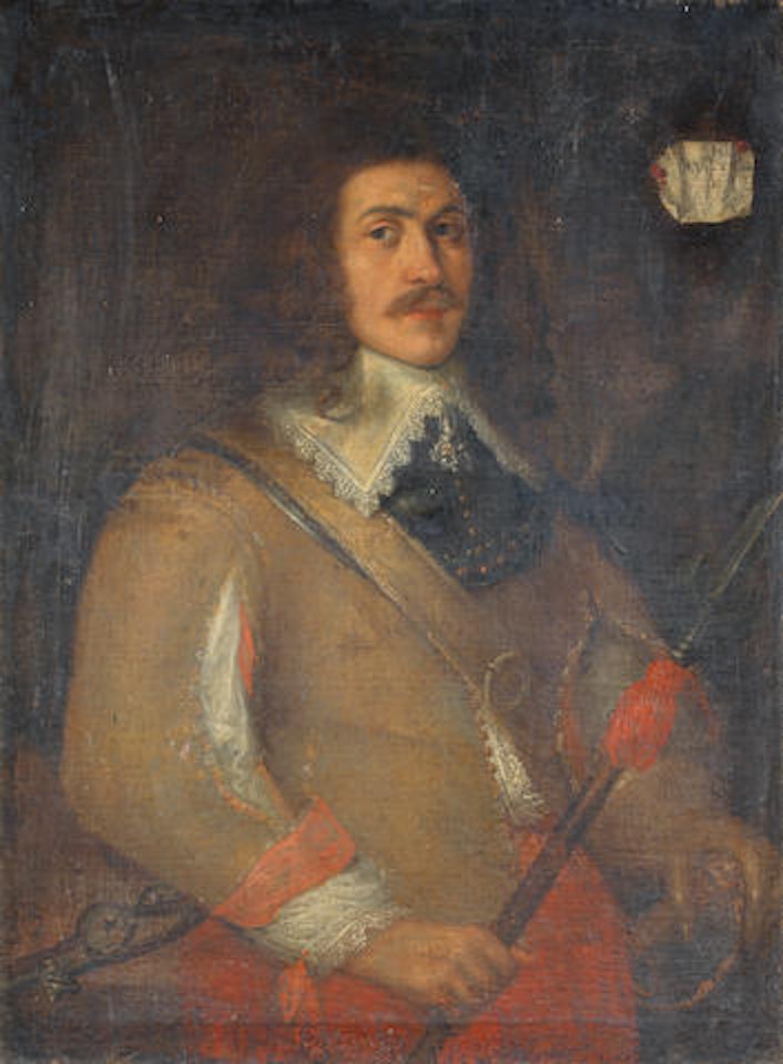 Portrait of a gentleman of the Gage family, half-length, in a yellow coat by English School