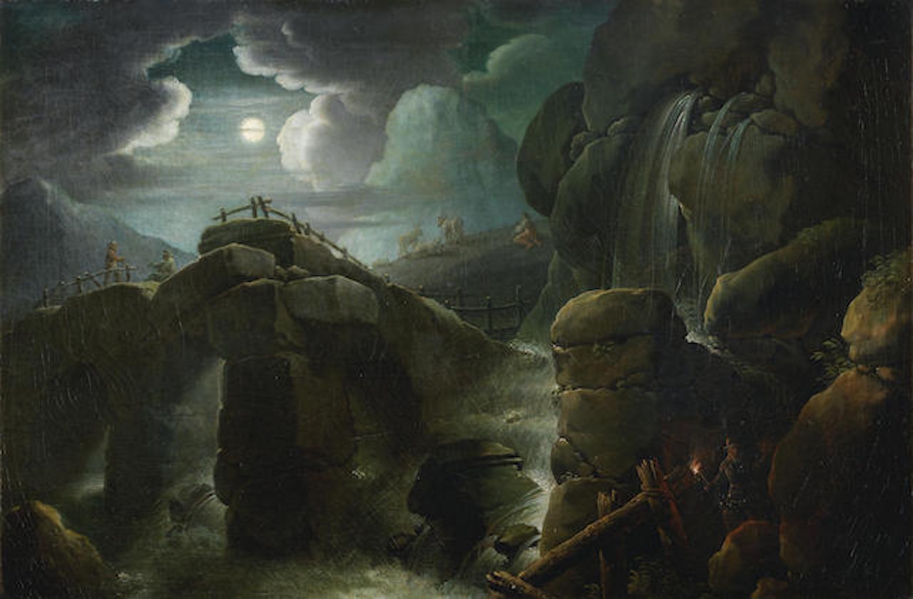 A nocturnal landscape by Neapolitan School