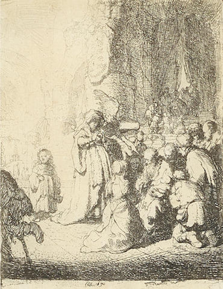 The Presentation in the Temple with the Angel: Small Plate by Attributed to Rembrandt Harmensz van Rijn