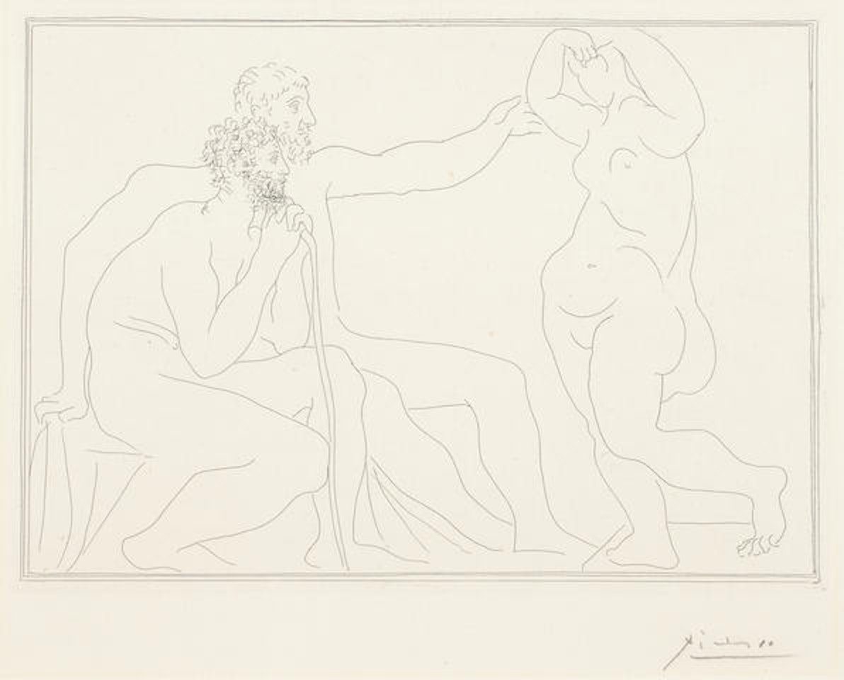 Deux Sculptures devant une Statue, pl. 7, from La Suite Vollard by Pablo Picasso