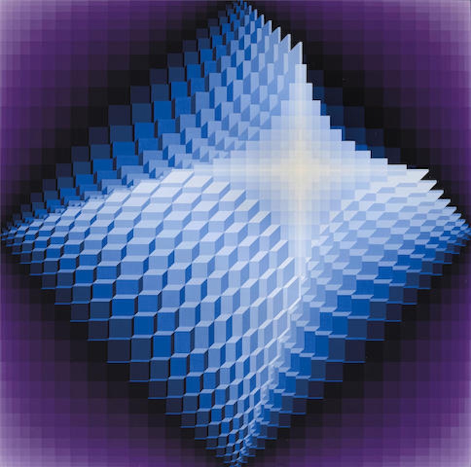 Structure Pyramidale Bleu-Violet by Jean-Pierre Yvaral