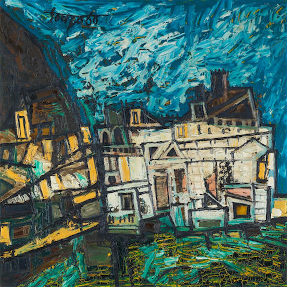 Untitled (Townscape with houses) by Francis Newton Souza