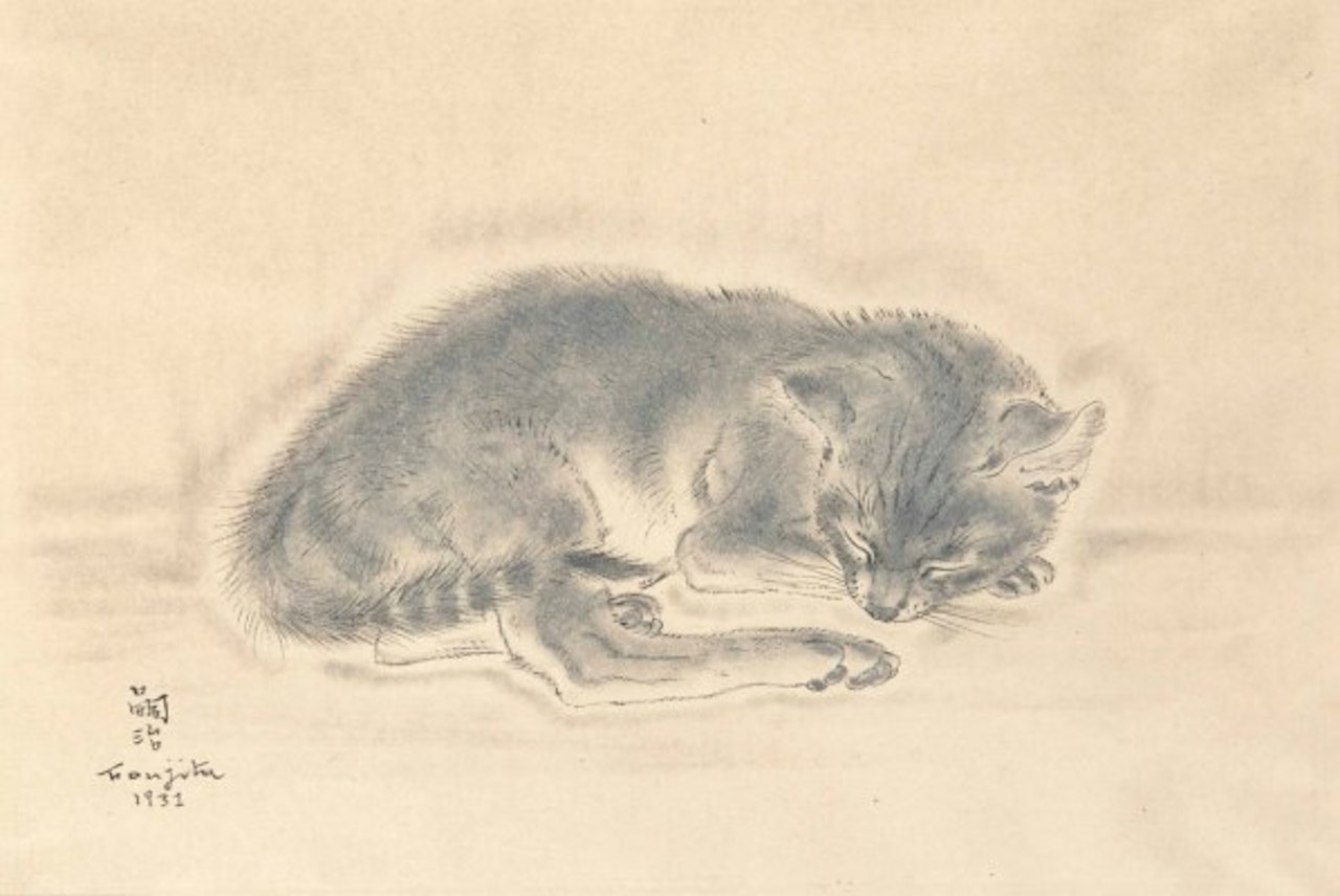 Chat endormi by Leonard Tsuguharu Foujita
