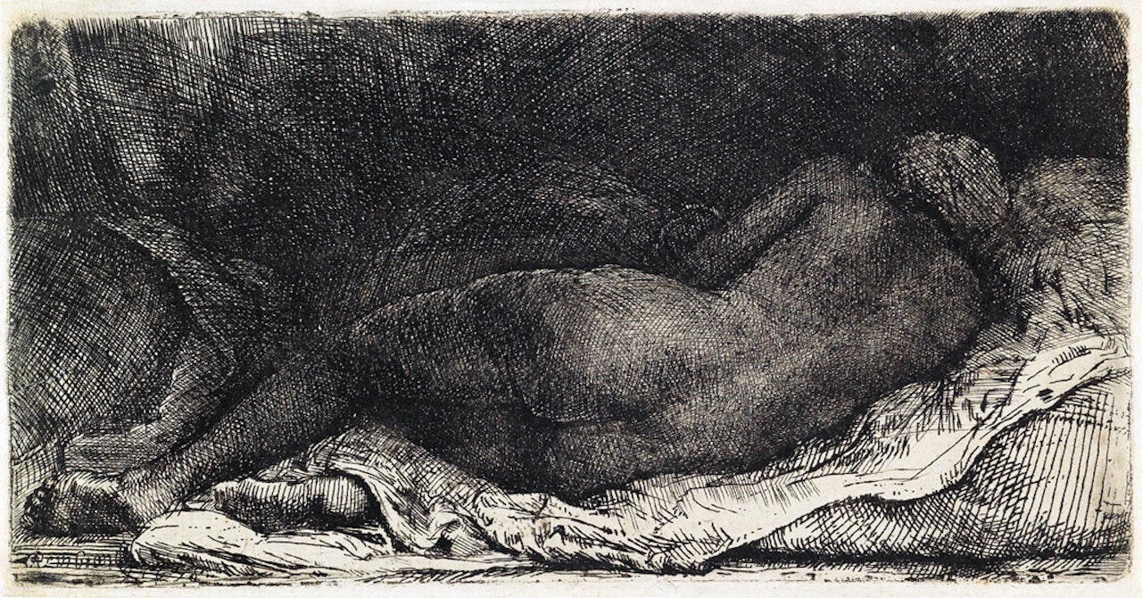 Negress Lying Down by Attributed to Rembrandt Harmensz van Rijn