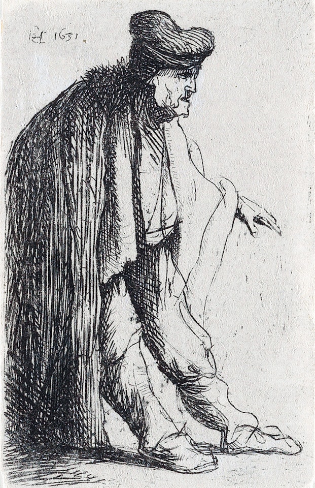 A Beggar With His Left Hand Extended by Attributed to Rembrandt Harmensz van Rijn