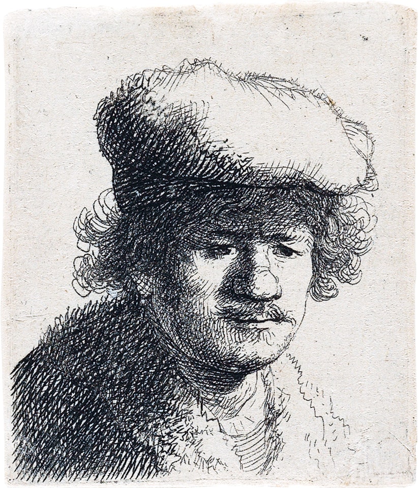 Self-Portrait With Cap Pulled Forward by Attributed to Rembrandt Harmensz van Rijn