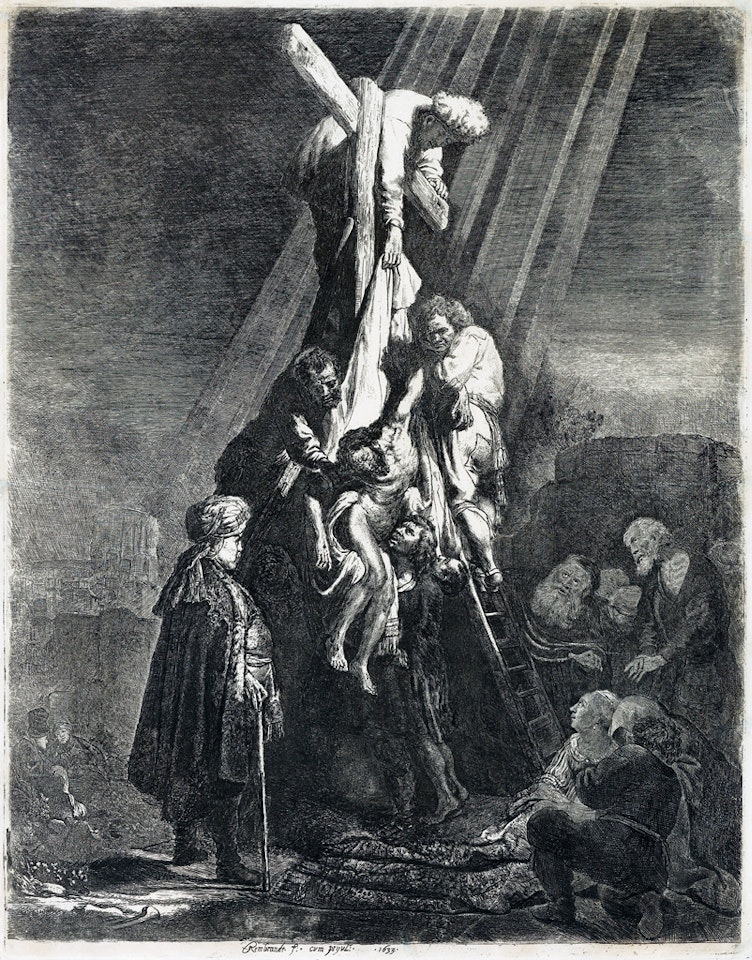 The Descent From The Cross: Second Plate by Attributed to Rembrandt Harmensz van Rijn
