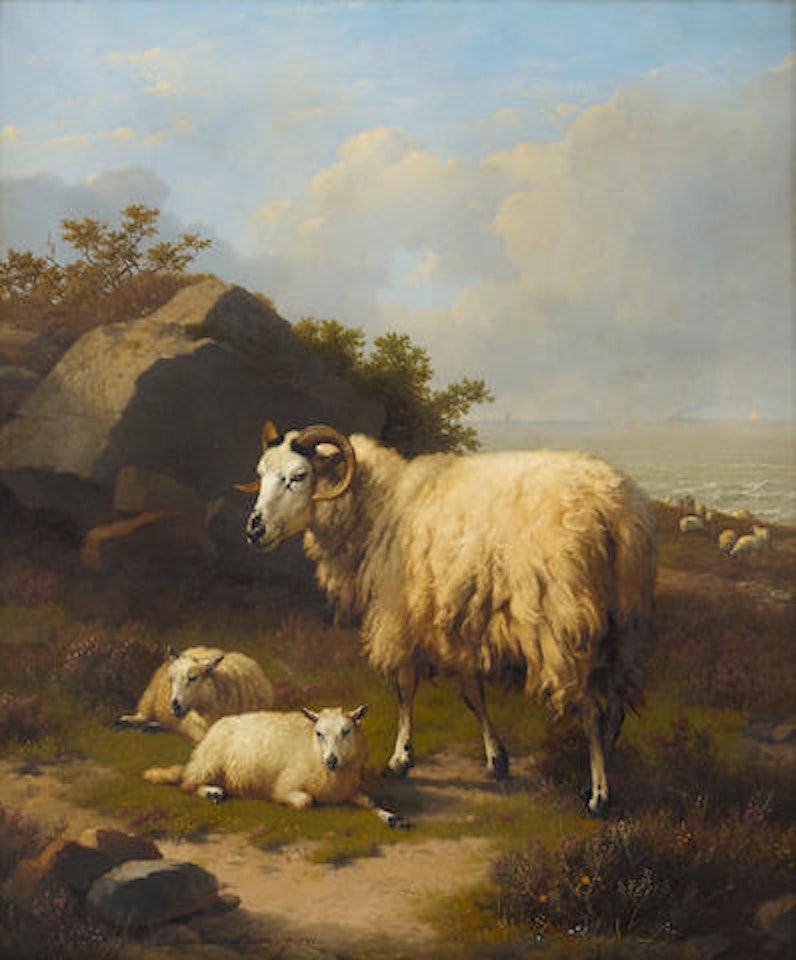 Mountain goats at rest by Eugène Joseph Verboeckhoven
