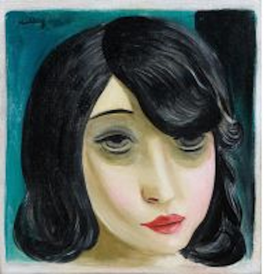 Portrait of a woman with black hair by Moïse Kisling