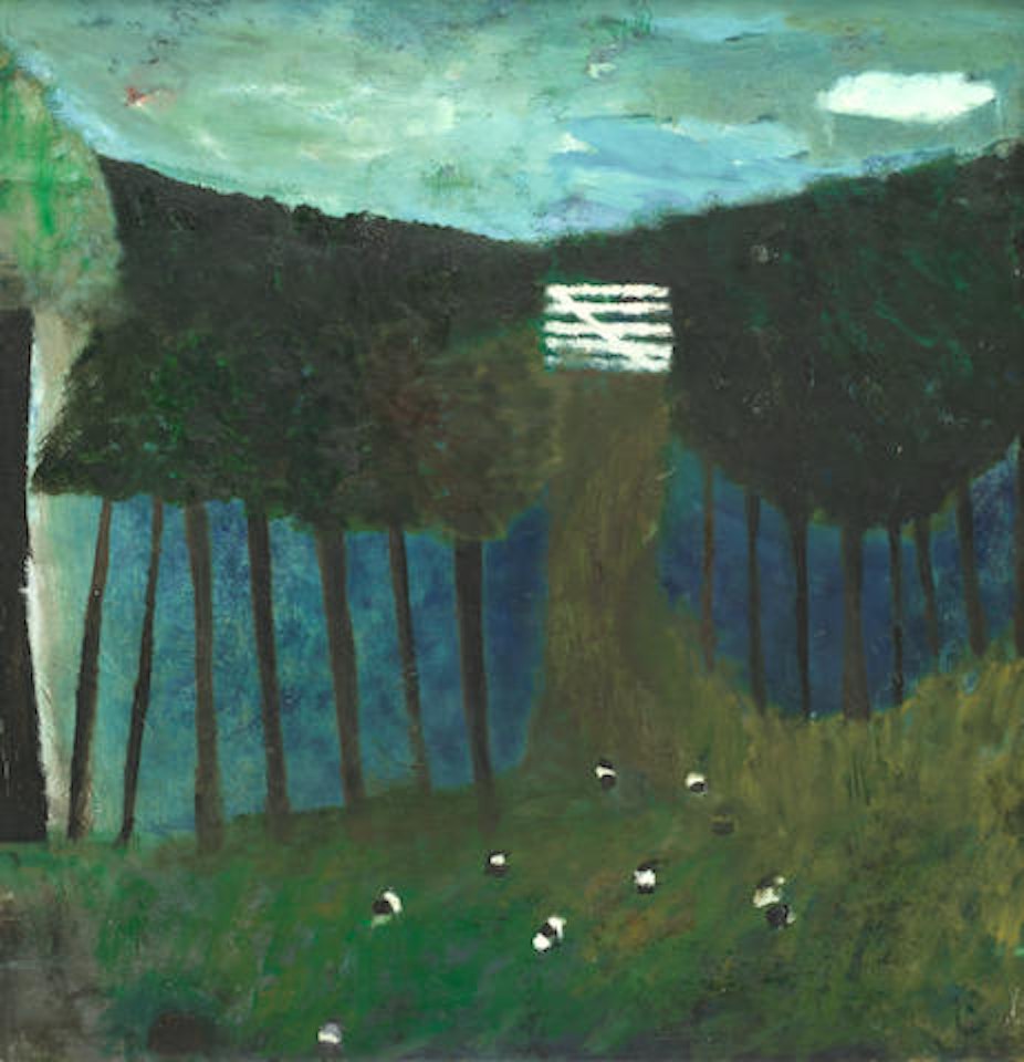 Landscape with trees and gate by Mary Newcomb