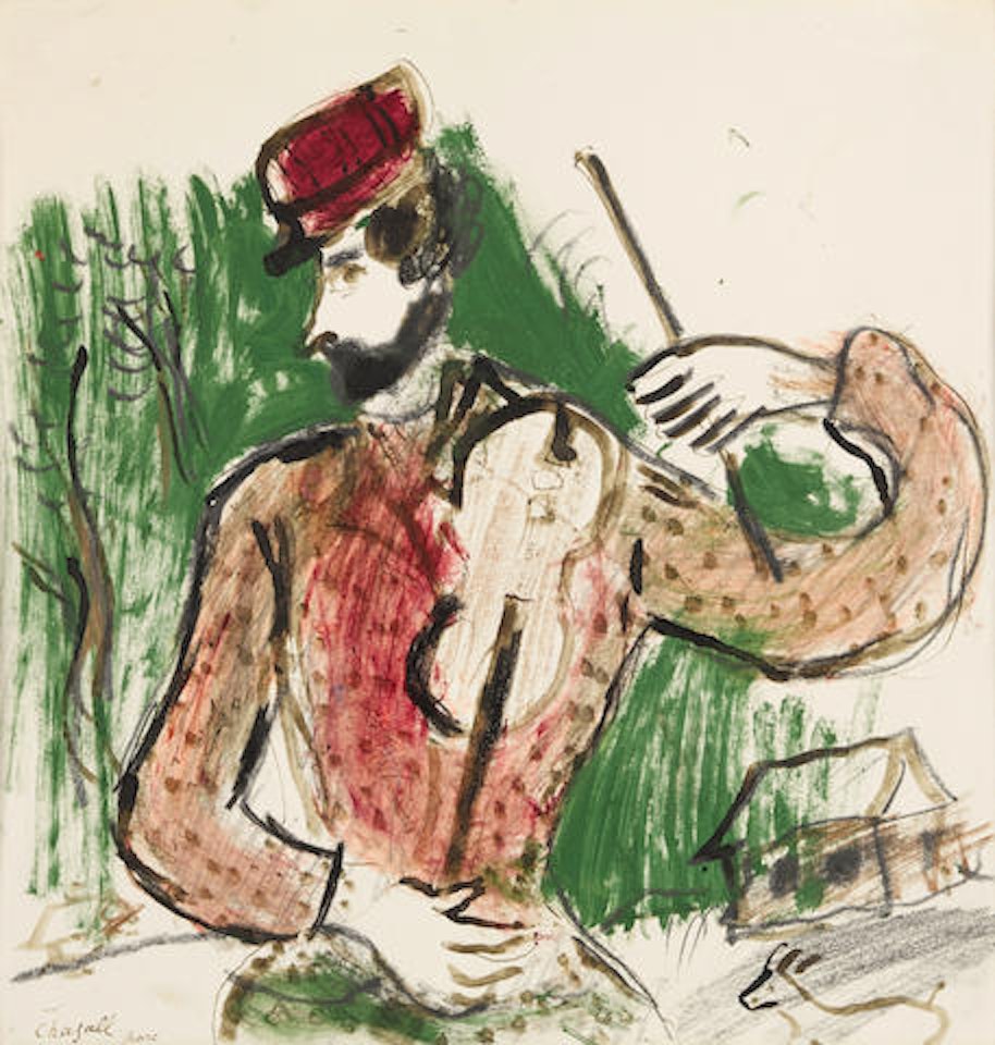 Violoniste devant la forêt by Marc Chagall