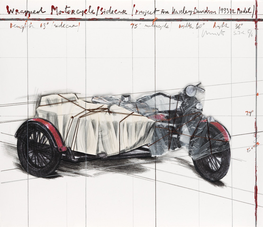 Wrapped Motorcycle/Sidecar (Project for Harley-Davidson VL Model). 
 by Christo