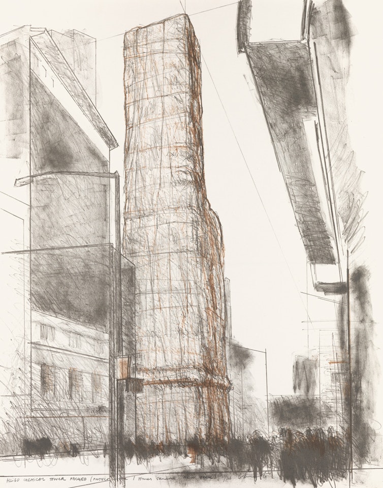 Allied Chemical Tower, Packed, Project For 1 Times Square, New York (side) by Christo