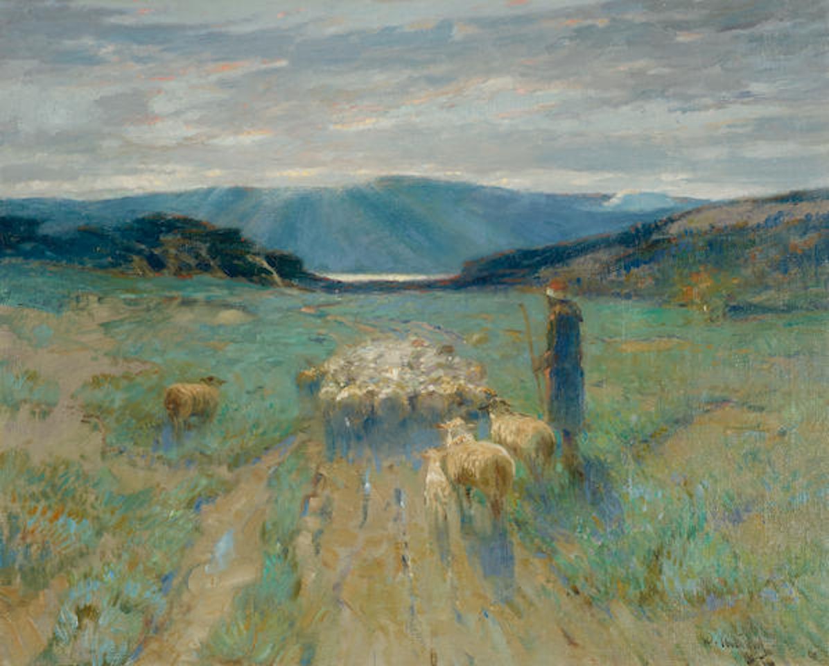 The shepherd with his flock by William Ritschel