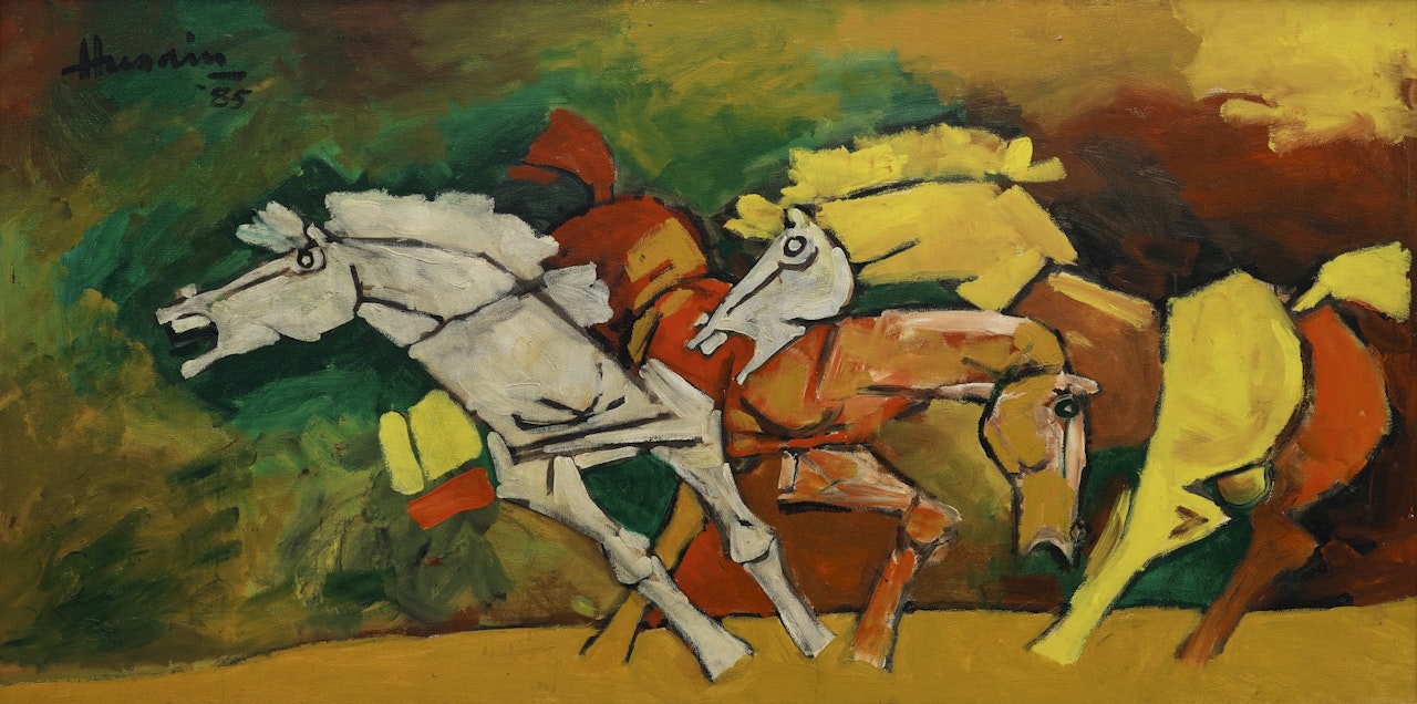 UNTITLED (THREE HORSES) by M.F. Husain