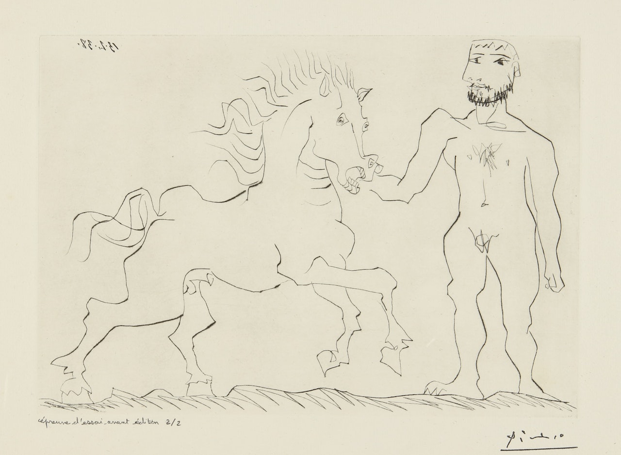 HOMME NU DEBOUT AVEC UN CHEVAL (B. 304; BA. 632) by Pablo Picasso