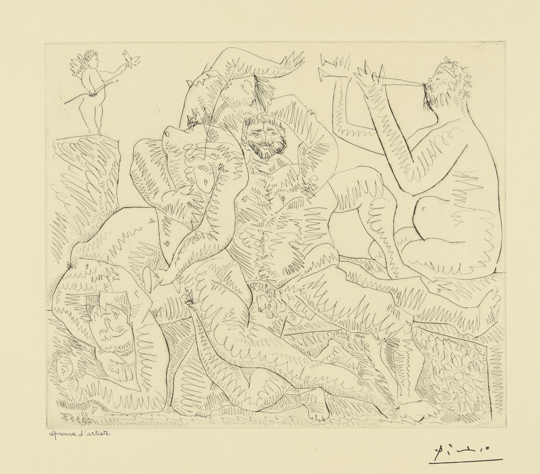 BACCHANALE, AVEC ÉROS EN HAUT À GAUCHE (B. 776; BA. 951) by Pablo Picasso