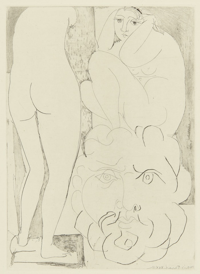 FEMME SONGEUSE ET INQUIÈTE DANS L'ATELIER DE SCULPTURE (B. 188; BA. 347) by Pablo Picasso