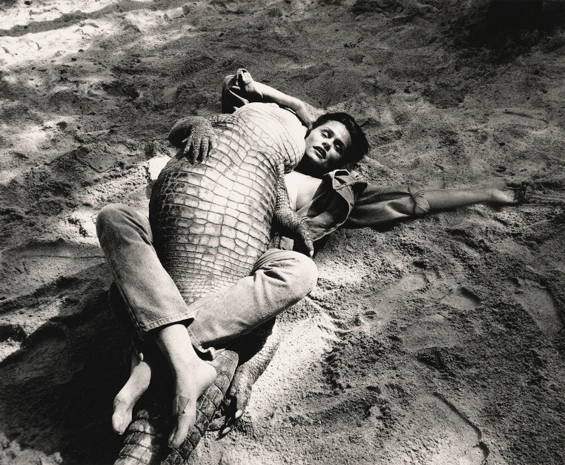 LAUREN HUTTON WRESTLING ALLIGATOR, MIAMI, 1989 by Helmut Newton