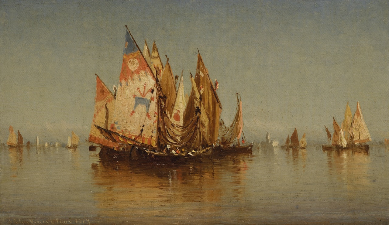 VENETIAN FISHING BOATS by Sanford Robinson Gifford