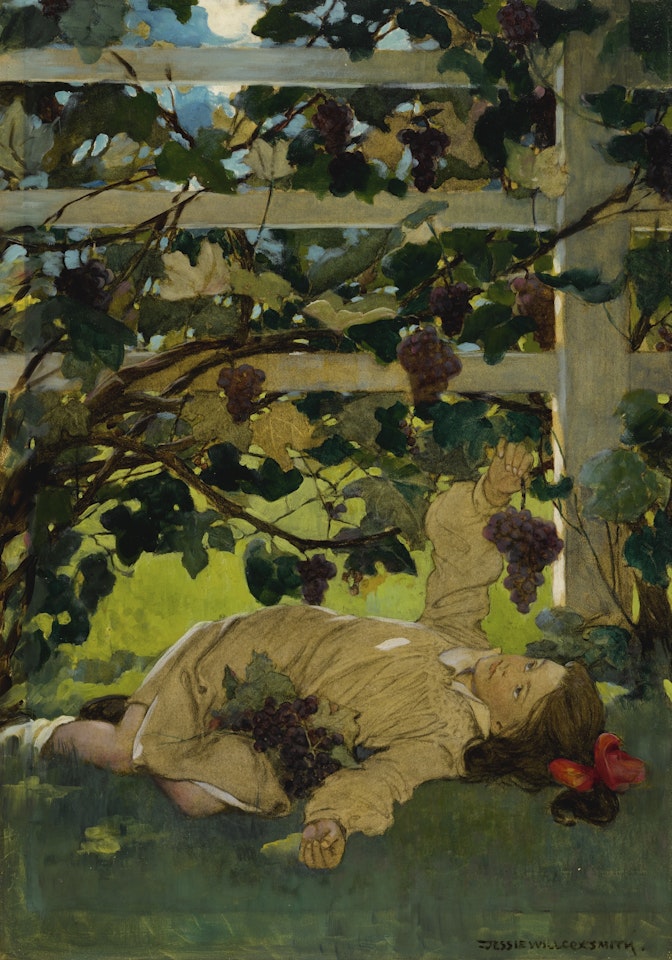 SHE KNEW SHE COULD EAT ONE WHENEVER SHE WANTED TO, SO SHE WAS IN NO HURRY by Jessie Willcox Smith