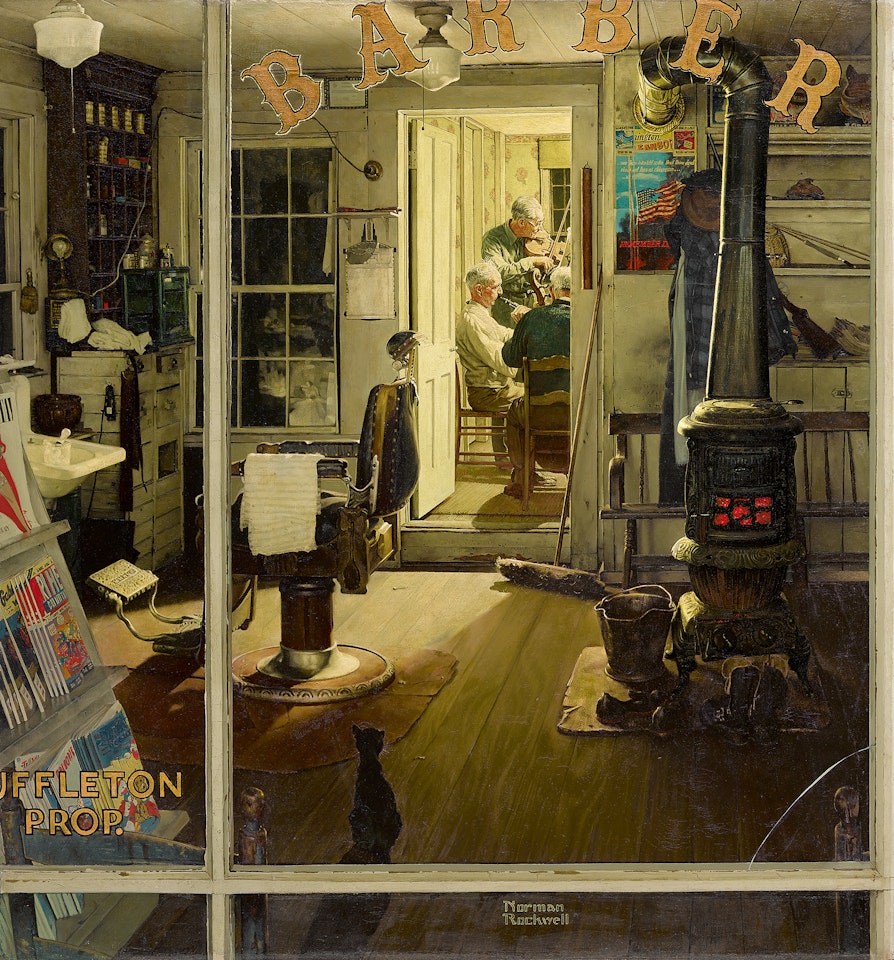 SHUFFLETON'S BARBERSHOP by Norman Rockwell