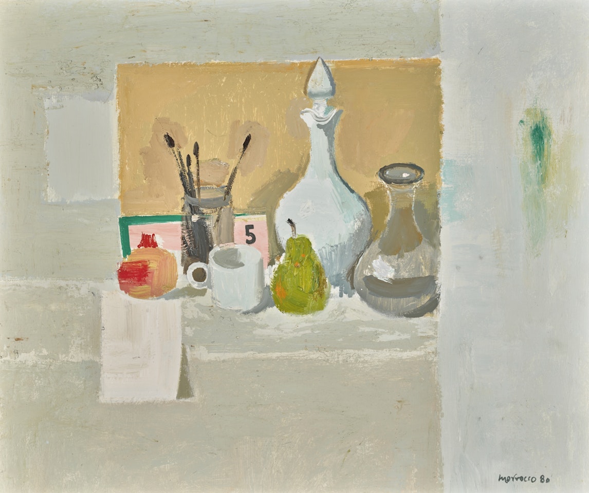 WHITE STILL LIFE WITH POMEGRANATE by Alberto Morrocco