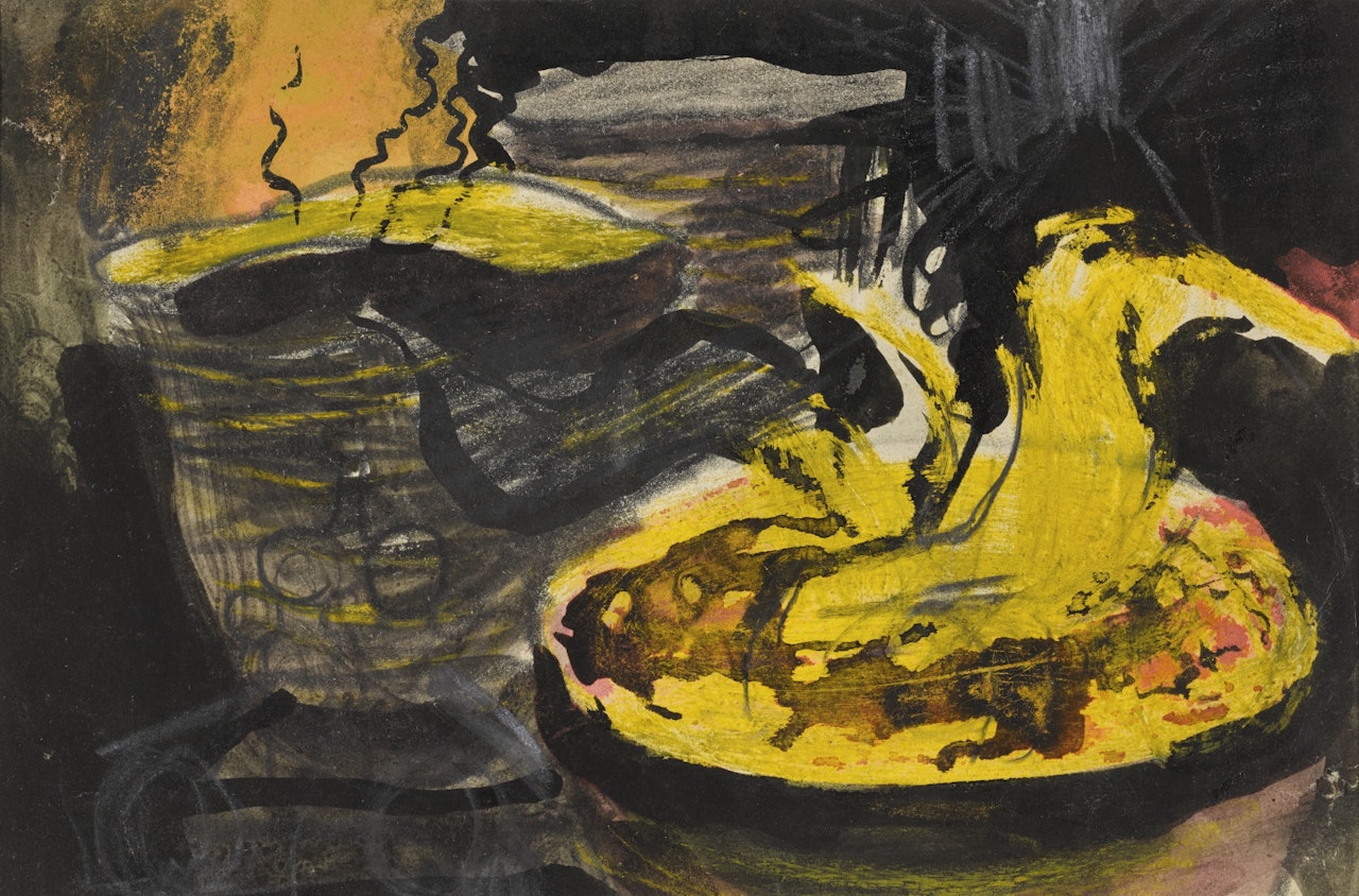 FLOW OF MOLTEN IRON BEING POURED INTO A LADLE by Graham Sutherland