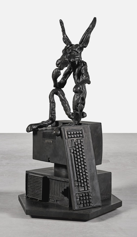 THINKER ON COMPUTER by Barry Flanagan