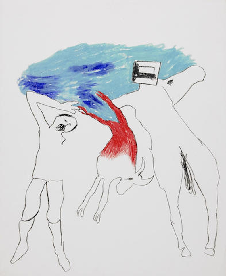 Kelly, Figure and Ram by Sidney Nolan