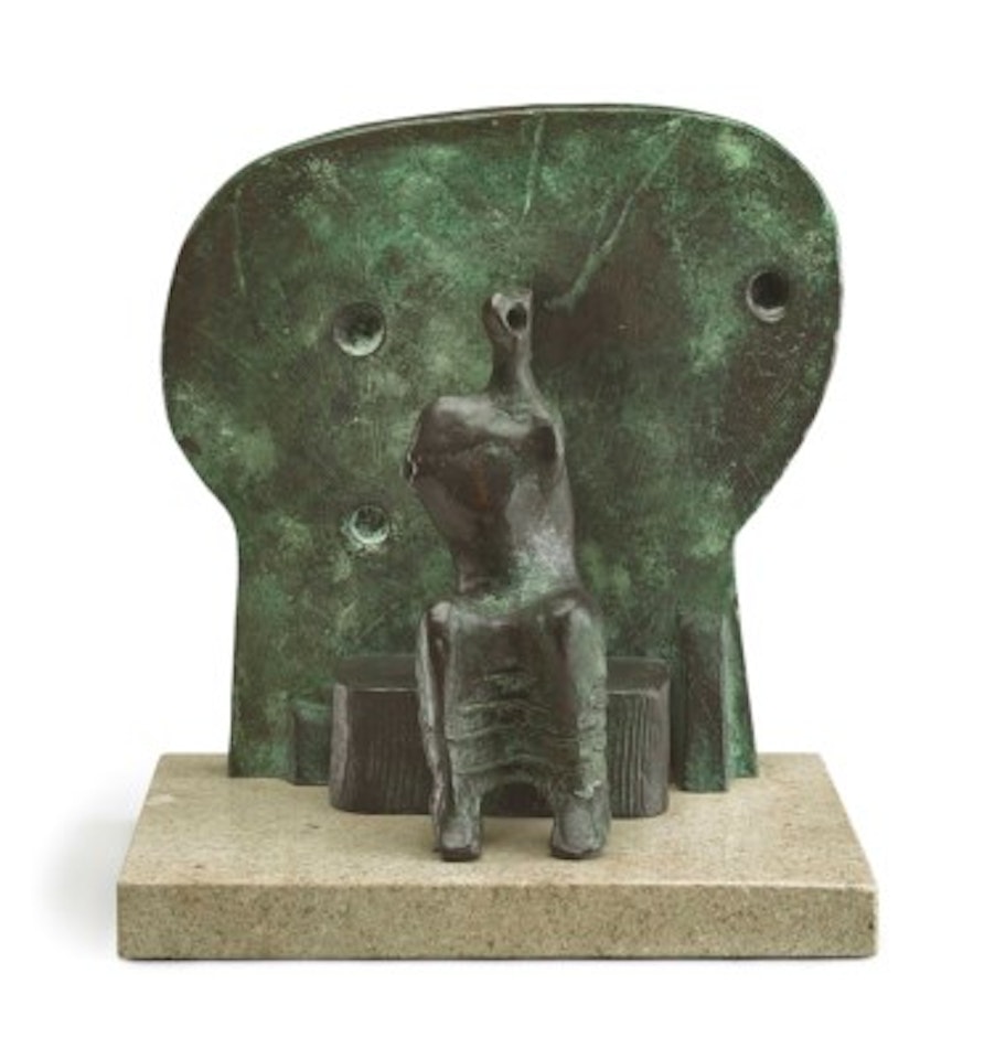 Armless Seated Figure against Round Wall by Henry Moore