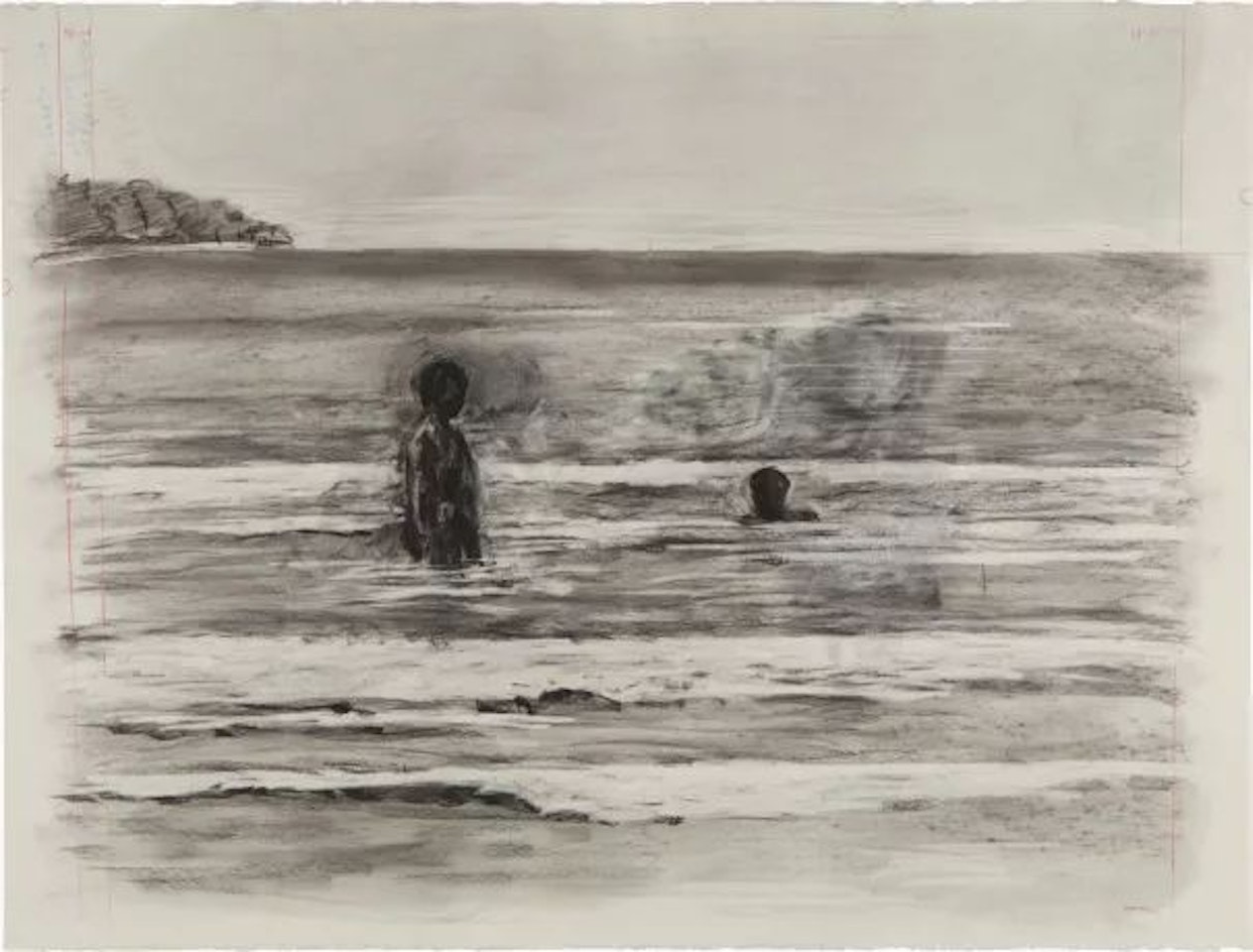 Drawing from Tide Table (Two People in Ocean) by William Kentridge