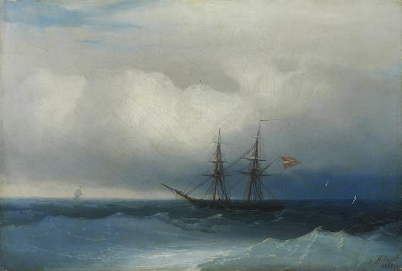Stormy waters near Biarritz by Ivan Konstantinovich Aivazovsky